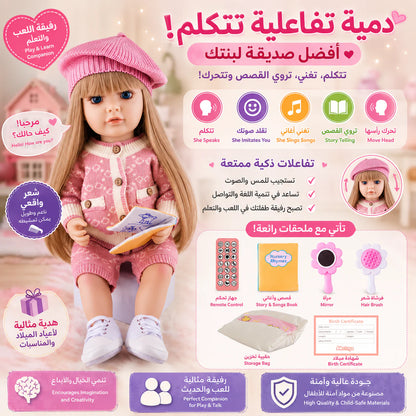 دمية جوليزا® السيليكون التفاعلية الواقعية بطول 55 سم مع جهاز تحكم عن بُعد وإكسسوارات